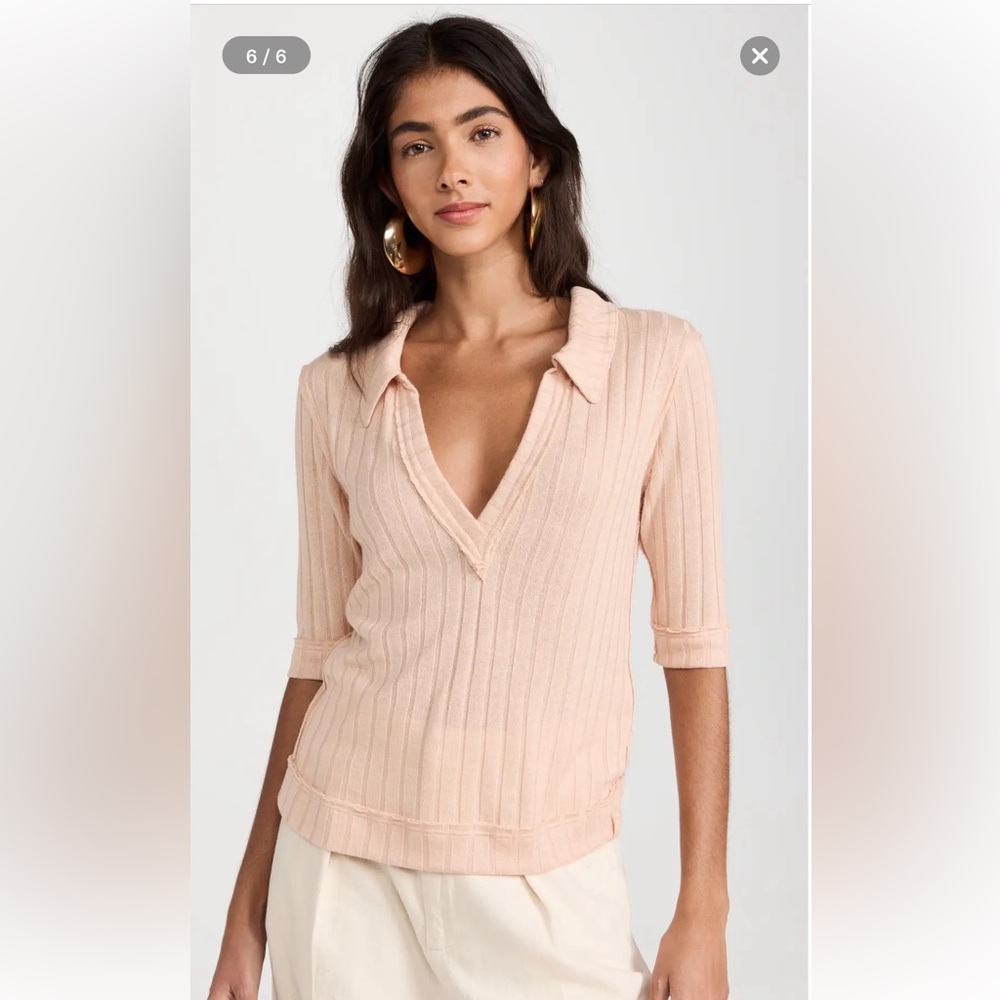 Free People we the free knit polo top size XS in peach